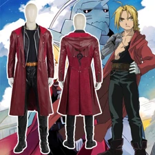 Fullmetal Alchemist Edward Elric Costume Men Cosplay Red Windbreak Coat Vest Set