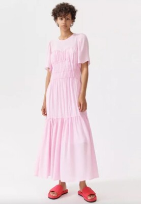 $373 Baum und Pferdgarten Pink Midi Anissa Dress Textured Women Size 38 US  8 | eBay