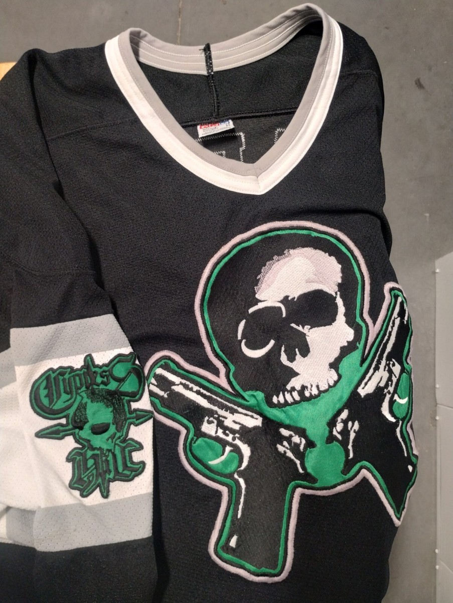 VINTAGE RARE CYPRESS HILL SKULL GUNS CCM HOCKEY JERSEY HIP VINTAGE RARE CYPRESS HILL SKULL GUNS CCM HOCKEY JERSEY HIP
