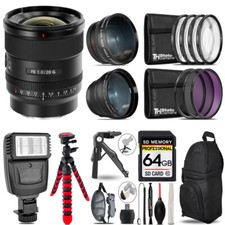 Sony FE 20mm f/1.8 G Lens -3 Lens Kit  Flash  Tripod - 64GB Kit