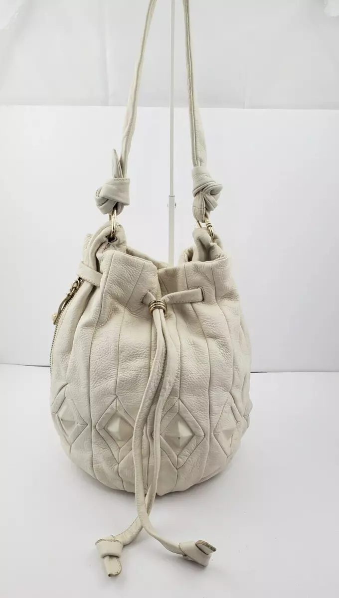 ELLIOTT LUCCA Catina Used Off White Pebble Leather Drawstring