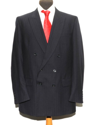 GREAT DORMEUIL NAVY BLUE DOUBLE BREASTED BLAZER  46''R