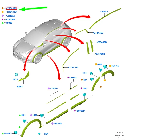 FORD PUMA Rear Left Wheel Arch Front Molding 2556488 NEW GENUINE 