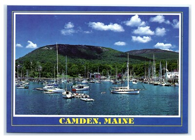 Postcard Camden, Maine harbor toward Camden Hills M375 ME1