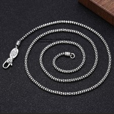 Real S925 Sterling Silver Necklace 2.5mm Popcorn Link Chain 10-11g 23.6in L