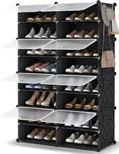HOMIDEC Shoe Rack, 8 Tier Storage Cabinet 32 Pair Plastic Black 