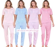 Ladies Pyjama Set NEW Heart Print Short Sleeve 2 Piece Cotton Mix PJ Nightwear