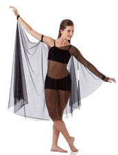 Lot of 3 Soar Child Medium Dance Costume Black Shorts, Crop Top  Sheer Drape