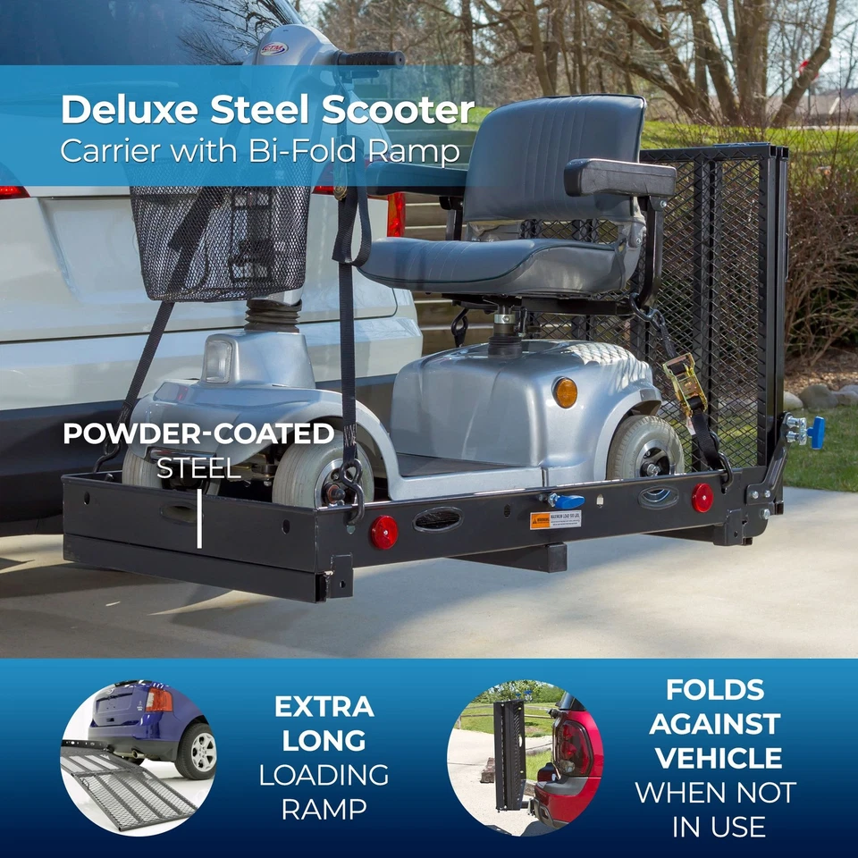 Silver Spring SC500-V3 Folding Steel Scooter and Wheelchair Carrier with Ramp Foto 2 de 4
