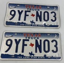 Pair Expired Used Texas Truck LONE STAR STATE License Plate #9YF N03 - Free Ship
