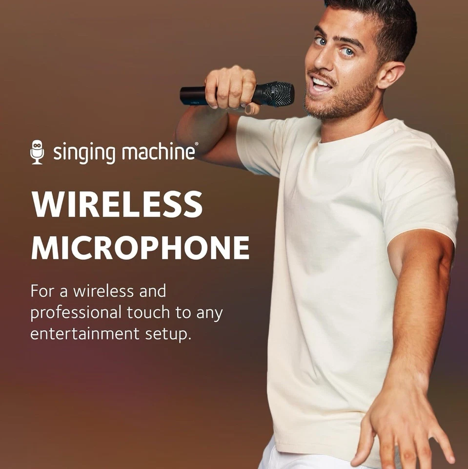 Singing Machine Portable Wireless Microphone (Black) - Premium Unidirectional - Image 2 of 4