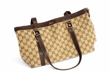 Vintage Gucci GG Logo Beige Brown Shoulder Bag