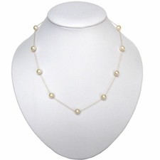 16" 18" or 20" 6-7mm Genuine White Pearl 14K Yellow Gold Chain Tin Cup Necklace