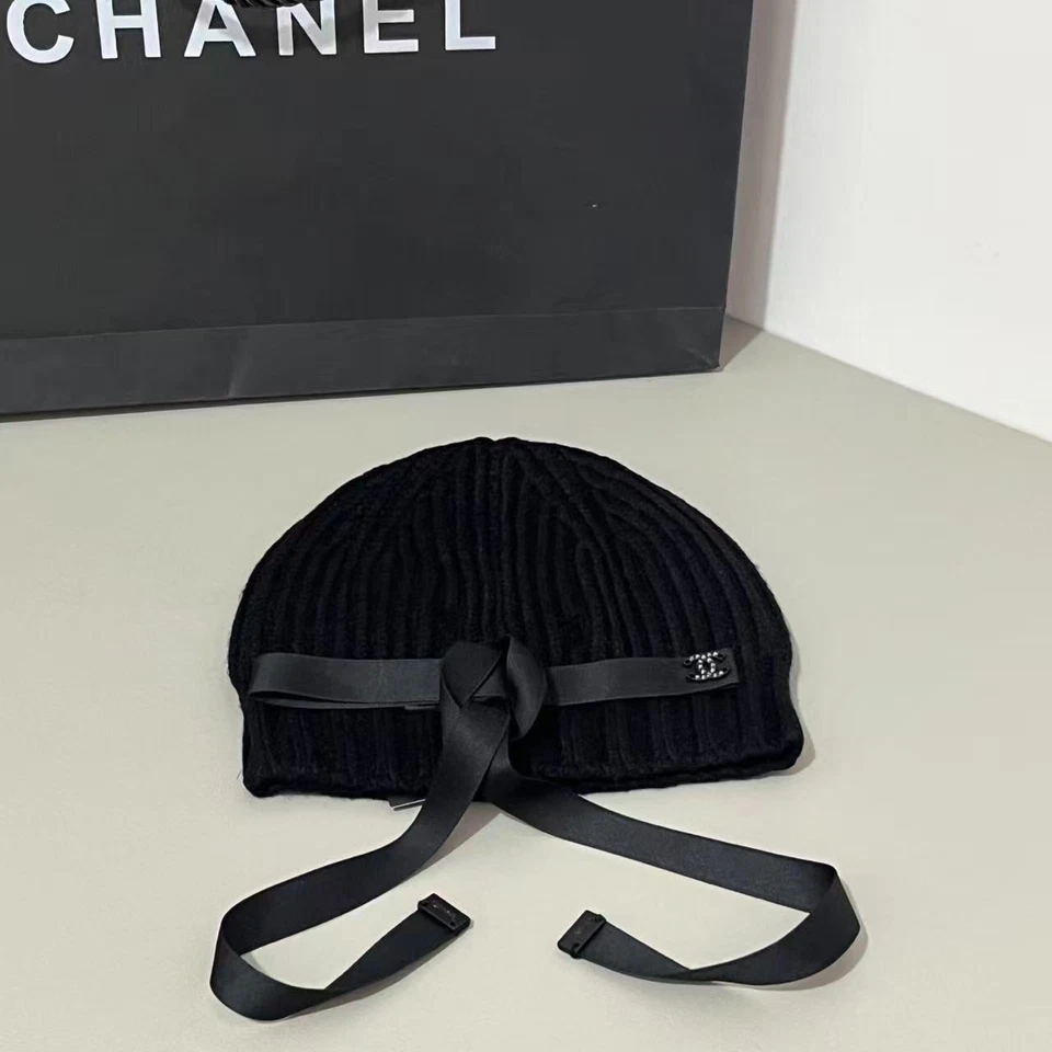 Mujer Lujoso CHANELLS Tejido Gorro Sombrero Cálido Invierno Esquí Calavera Gorra Impuestos Gratuitos Foto 4 de 4