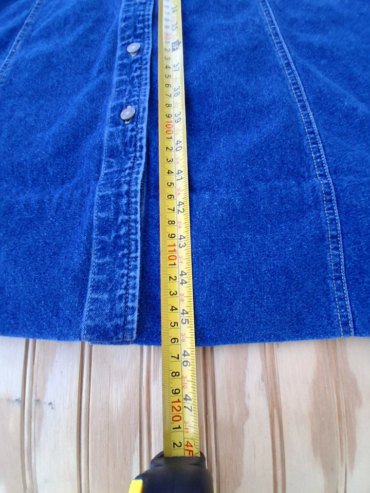 Vestido de mezclilla de colección Crazy Horse jersey para mujer L azul botón corbata frontal maxi modestia Foto 4 de 4