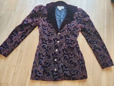 Vintage Jessica McClintock Womens Velvet Floral Sequin Blazer Jacket See Pics