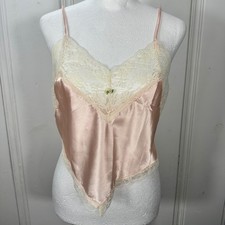 Vintage 90s Body Chic Pink Satin Lace Camisole Bustier Lingerie Top USA M