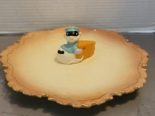Vintage Mouse Bandit Cheese Snack Plate 9.5" Cheese Robber 1950s Gold Trim 