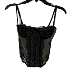 Urban Outfitters Out From Under Corset Top S Modern Love Lace Mesh Black Brown