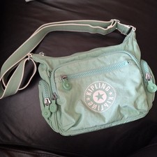 Kipling Gabbie S Classics Frozen Mint Green Nylon Crossbody Bag With Monkey