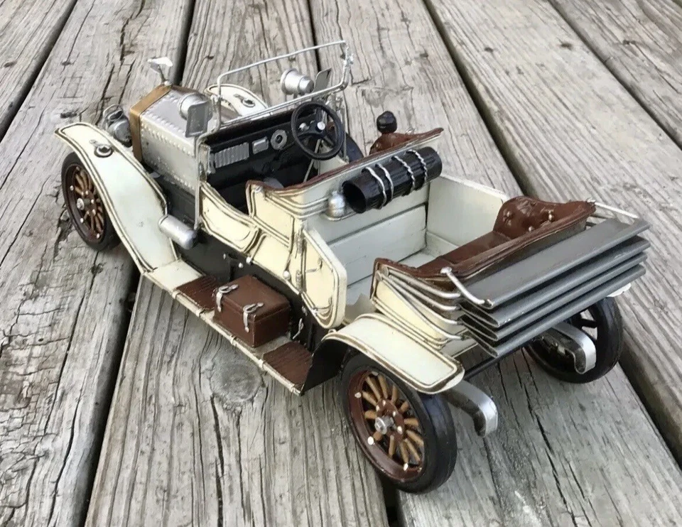 Rolls-Royce Silver Ghost 1909 blanco retro arte de hojalata coche modelo de metal Foto 2 de 4