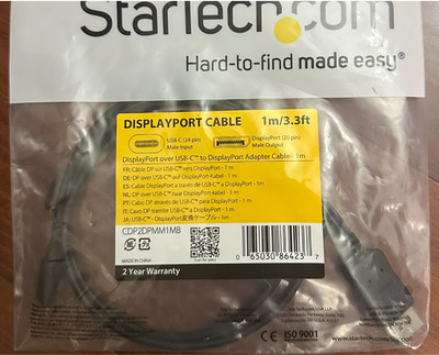 StarTech.com 1m / 3.3 ft USB-C to DisplayPort Cable (CDP2MDPMM1MB)