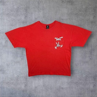Vintage Warner Bros (1996) Looney Tunes Bugs Bunny bestickt rot T-Shirt L XL