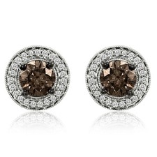 LeVian 14K White Gold Stud Earrings 1.35 cts Chocolate Diamond Jewelry for Women