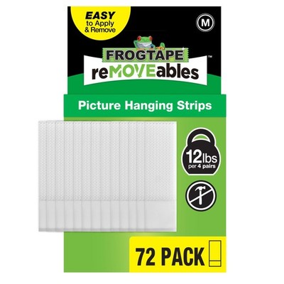 FrogTape reMOVEables Medium Picture Hanging Strips, 72 Pairs- 72 Pairs, White 