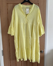New with Tags New Collection Yellow Cotton Relaxed Fit Smock Dress, approx 16-18