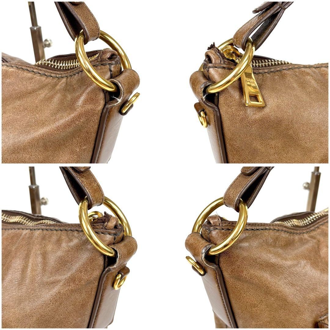 PRADA One Shoulder Bag Brown Leather Hobo Soho thumbnail 5