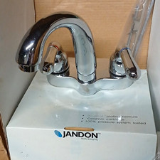 JANDON Chrome Centerset 4in 2-Handle Lever Bath Faucet Ceramic Disc WaterSense