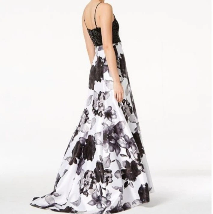 Платье русалки с блестками и принтом Marina черно-белое размер 2 - Изображение 2 из 4