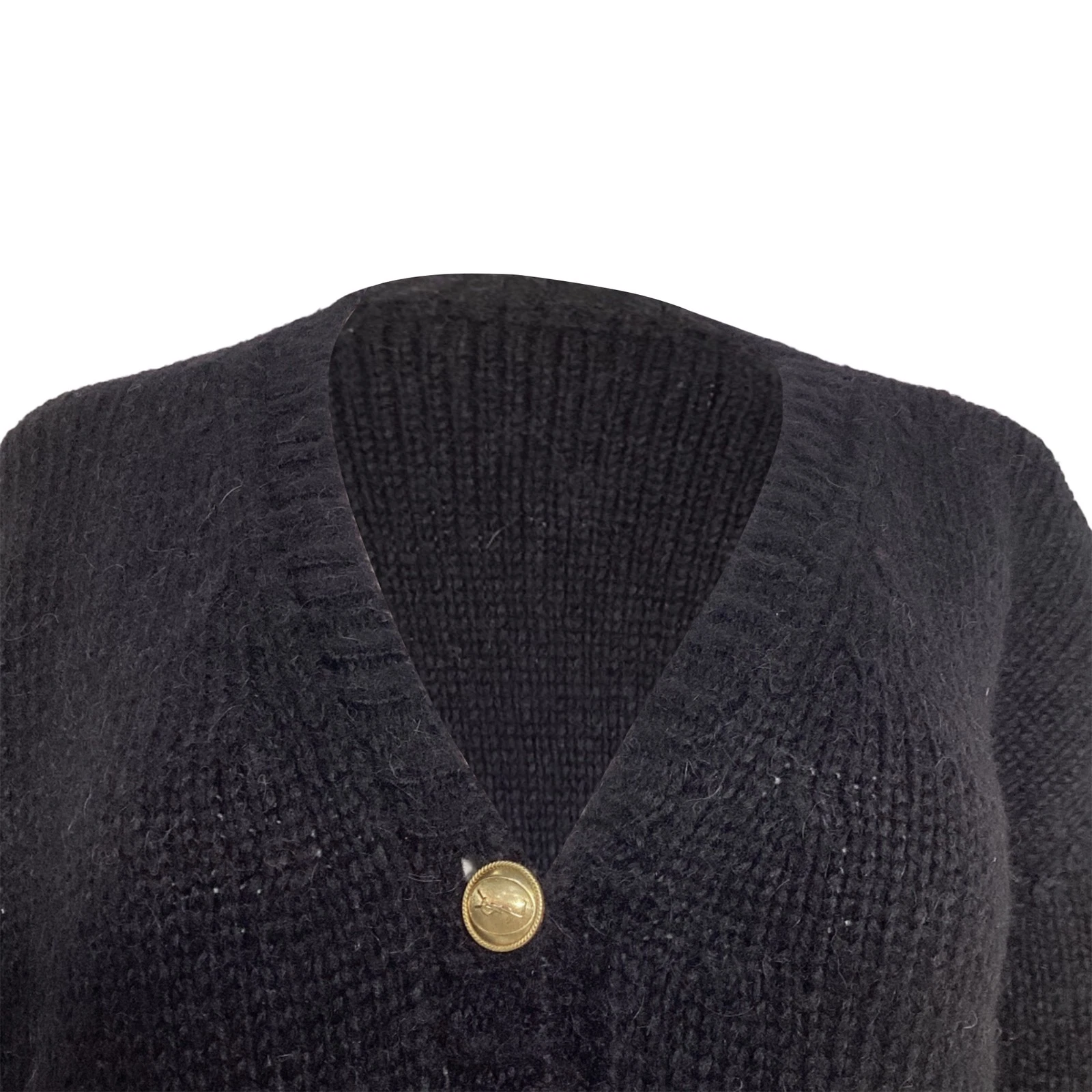 SAINT LAURENT (YSL) Cardigan Saint Laurent impreziosito con bottoni in lana donna nero taglia 38