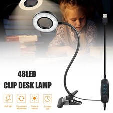 USB Clip On Desk Lamp Flexible Clamp Reading Light LED Bed Table Bedside Night