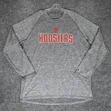 Indiana Hoosiers Champion Shirt Mens Large Grey Red Long Sleeve Athleisure NCAA