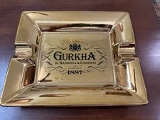 K. HANSOTIA & CO. GURKHA CIGAR Gold Two Finger ASHTRAY Limited Edition