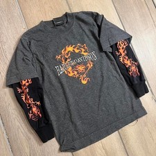 Vintage 90s Harley Davidson cropped baby tee layer shirt flame sleeve