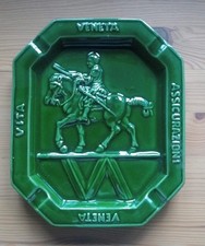 Posacenere Veneta Assicurazioni Ceramica Verde Smaltata - Vintage Anni 70