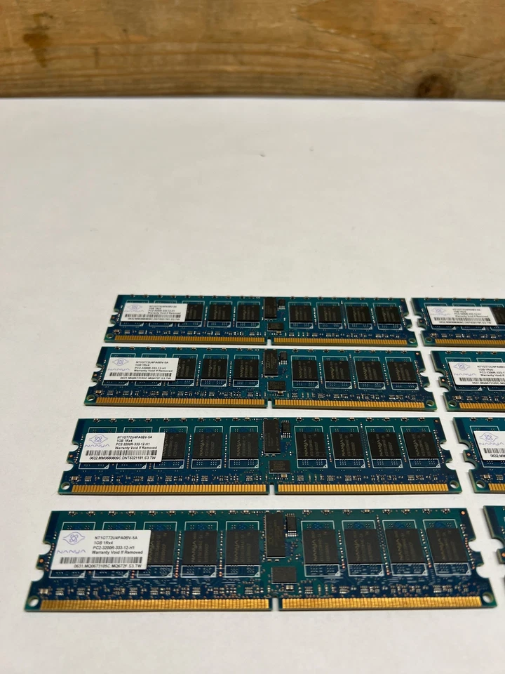 Lot of 8 PC2-3200R-333-12-H1 8GB (8x1GB) DDR2 SDRAM NT1GT72U4PA0BV-5A Nanya - Image 3 of 4