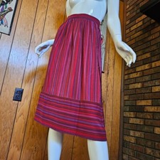 Vintage 70s Preppy Nicole Miller Jewel Tone Novelty Stripe Silk Femme Skirt XS/S