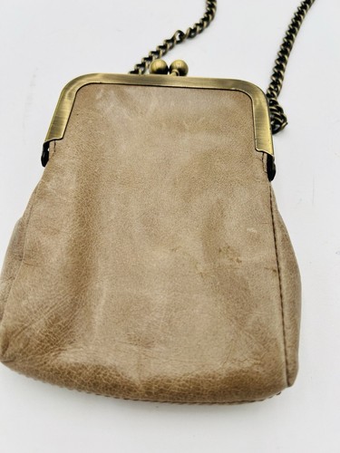 Hobo International Purse bag chain Strap crossbody coin purse leather Tan Brown