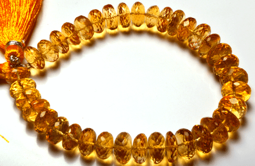 164 CT 8" Natural GOLDEN DARK Citrine FACETED Rondelle Briolettes Beads 9 - 12MM - Picture 3 of 3