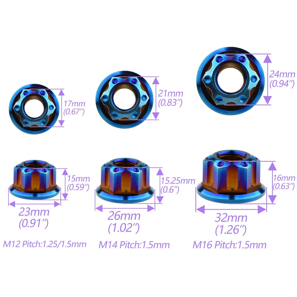 Titan Flanschmuttern M6 M8 M10 M12 M14 M16 Bundmutter Mit Flansch Motorradteile - Bild 4 von 4