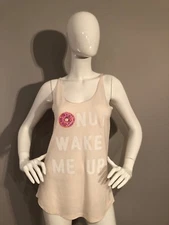 junk Food Womens Graphic Logo Cotton Don't Wake me Up Pink T Shirt Size S