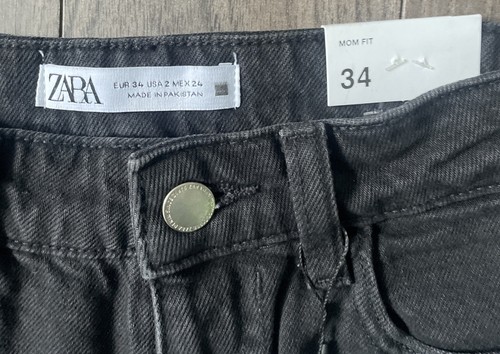 Zara Womens Mom Fit High Rise Slim Ankle Comfort Dark Wash Jeans Black Sz 2 NWT - Picture 6 of 9
