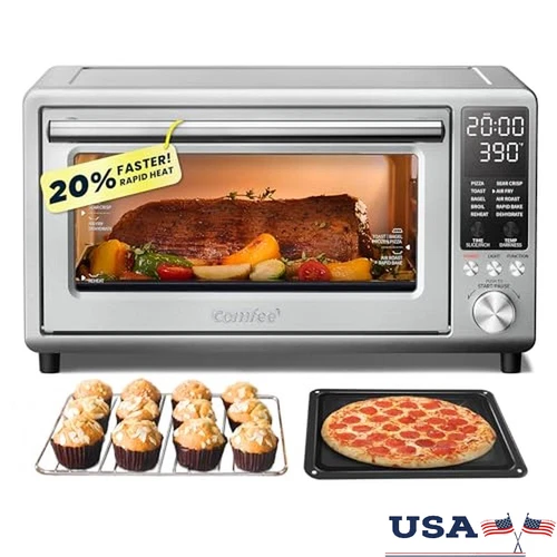 Toaster Oven Air Fryer 10 Functions Rapid Heat 24 QT 1750W Stainless Steel New