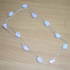 Milky Opalite Gemstone Handmade 925 Sterling Silver Jewelry Necklaces Sz 36"
