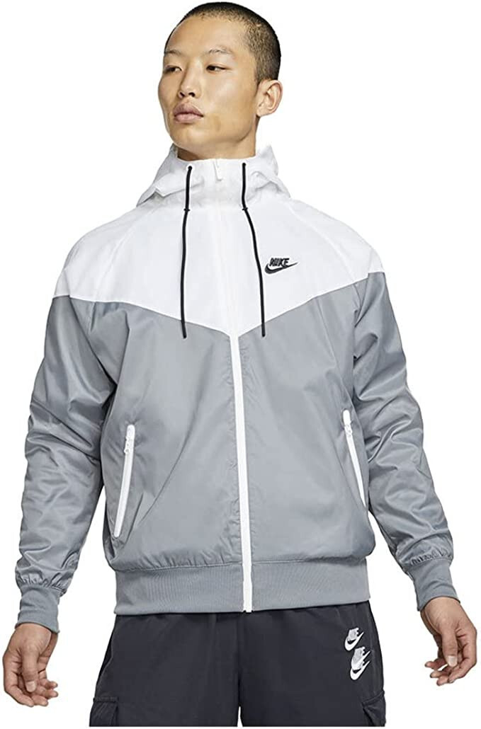 Nike Sportswear Windrunner Menu0026#039;s Hooded Jacket (Smoke Grey/White/Black,  Small) | eBay