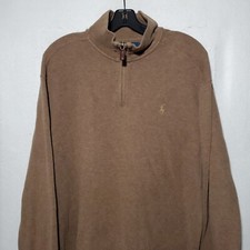 Polo Ralph Lauren Sweatshirt Men's XL 1/4 Zip Pullover Sweater Brown